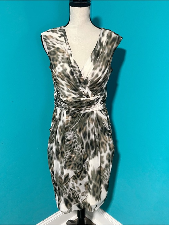 London Times Dresses & Skirts - London Times 8 Multicolor Green Brown Abstract Animal Print Sleeveless Dress